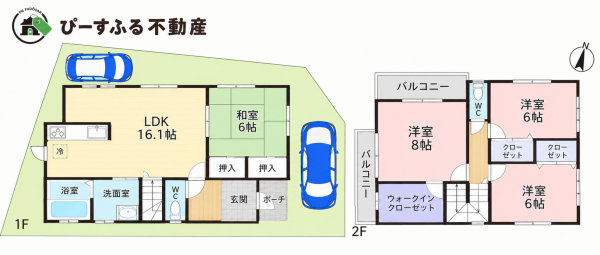 岸和田市三田町、中古一戸建ての間取り画像です