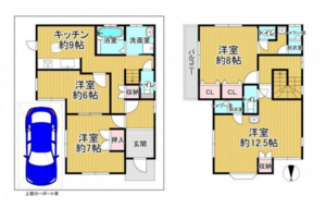 泉佐野市元町、中古一戸建ての間取り画像です
