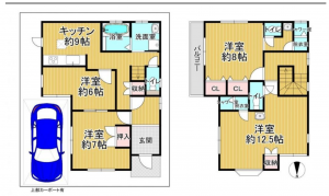泉佐野市元町、中古一戸建ての間取り画像です