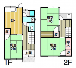 泉佐野市鶴原、中古一戸建ての間取り画像です