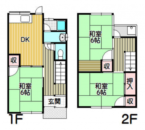 泉佐野市鶴原、中古一戸建ての間取り画像です