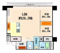 岸和田市大町、マンションの間取り画像です