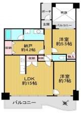 岸和田市大町、マンションの間取り画像です