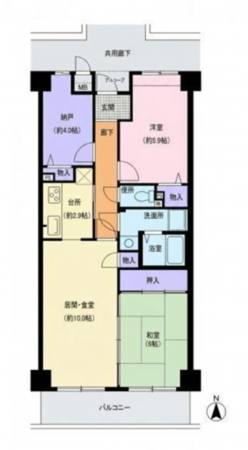 貝塚市澤、マンションの間取り画像です