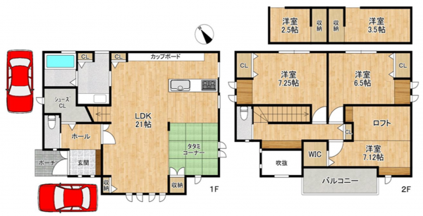 岸和田市加守町、中古一戸建ての間取り画像です