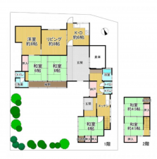 貝塚市水間、中古一戸建ての間取り画像です