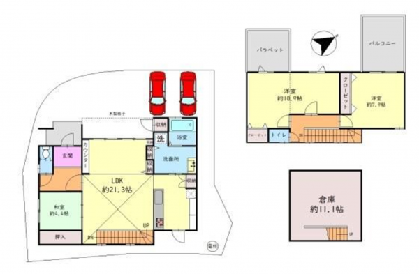 貝塚市畠中、中古一戸建ての間取り画像です