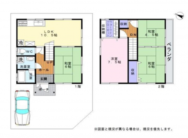 岸和田市三田町、中古一戸建ての間取り画像です