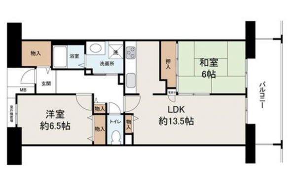 貝塚市海塚、マンションの間取り画像です