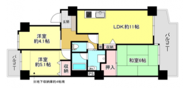岸和田市神須屋町、マンションの間取り画像です