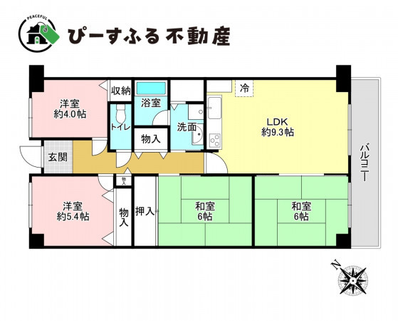 岸和田市下野町、マンションの間取り画像です