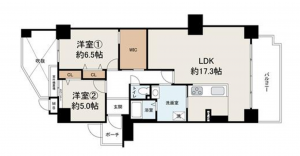 岸和田市大町、マンションの間取り画像です