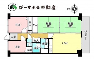 岸和田市下野町、マンションの間取り画像です