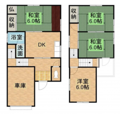 泉佐野市鶴原、中古一戸建ての間取り画像です