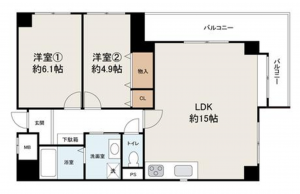 泉南郡熊取町大久保北、マンションの間取り画像です
