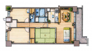 岸和田市土生町、マンションの間取り画像です