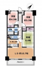 貝塚市澤、マンションの間取り画像です