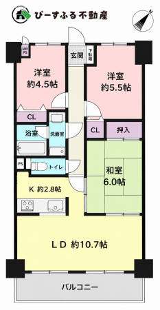 貝塚市澤、マンションの間取り画像です