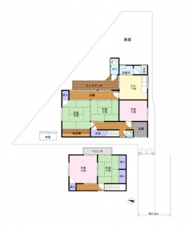 岸和田市池尻町、中古一戸建ての間取り画像です