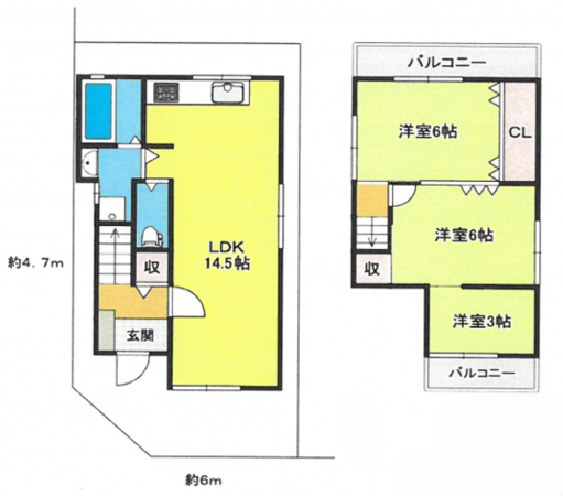 岸和田市磯上町、中古一戸建ての間取り画像です