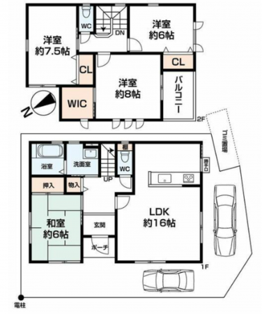 貝塚市脇浜、中古一戸建ての間取り画像です