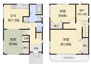 泉佐野市下瓦屋、中古一戸建ての間取り画像です