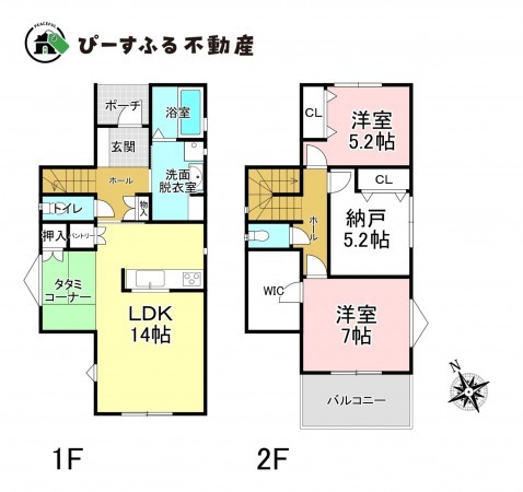 岸和田市土生町、新築一戸建ての間取り画像です