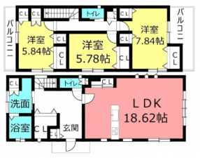 岸和田市岡山町、中古一戸建ての間取り画像です