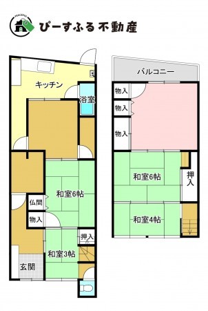 泉佐野市大西、中古一戸建ての間取り画像です