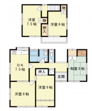 泉南郡熊取町山の手台、中古一戸建ての間取り画像です