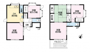 岸和田市磯上町、中古一戸建ての間取り画像です