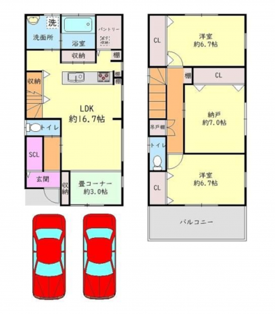 岸和田市池尻町、中古一戸建ての間取り画像です