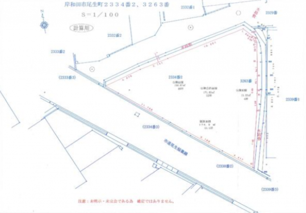 岸和田市尾生町、土地の間取り画像です
