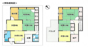 岸和田市南上町、中古一戸建ての間取り画像です