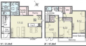 岸和田市岡山町、新築一戸建ての間取り画像です