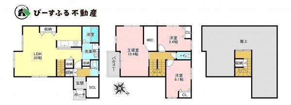 泉佐野市羽倉崎上町、新築一戸建ての間取り画像です