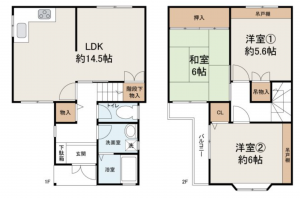 岸和田市加守町、中古一戸建ての間取り画像です