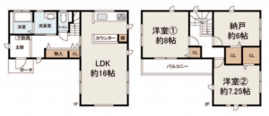 岸和田市南町、中古一戸建ての間取り画像です