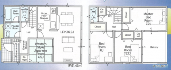貝塚市澤、新築一戸建ての間取り画像です