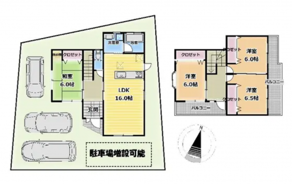 泉南郡熊取町新野田、中古一戸建ての間取り画像です