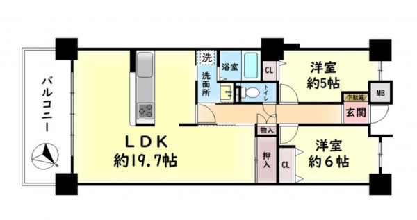 泉佐野市羽倉崎、マンションの間取り画像です