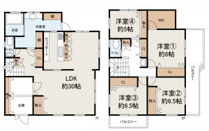 岸和田市岡山町、中古一戸建ての間取り画像です