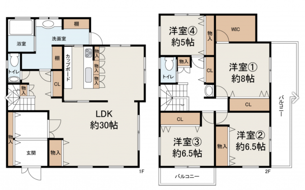 岸和田市岡山町、中古一戸建ての間取り画像です