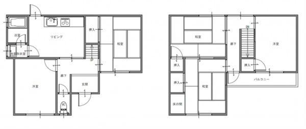 貝塚市半田、中古一戸建ての間取り画像です