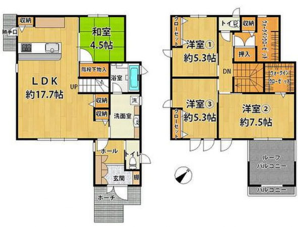 泉南郡熊取町大久保東、中古一戸建ての間取り画像です