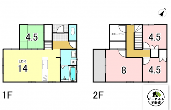 岸和田市畑町、中古一戸建ての間取り画像です