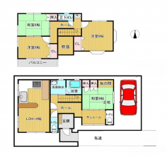 岸和田市戎町、中古一戸建ての間取り画像です