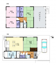 岸和田市土生町、中古一戸建ての間取り画像です