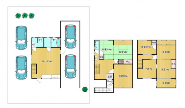 岸和田市内畑町、中古一戸建ての間取り画像です