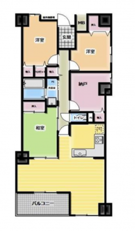 貝塚市二色、マンションの間取り画像です
